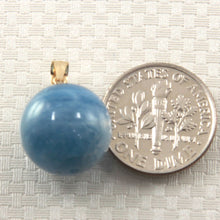 Load image into Gallery viewer, 14K Yellow Gold Round Aquamarine Pendant (14mm)