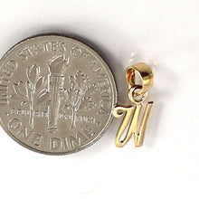 Load image into Gallery viewer, 14K Yellow Gold Script Initial W Pendant Charm