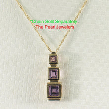 Load image into Gallery viewer, 14K Yellow Gold Three-Stone Amethyst Pendant