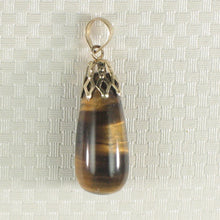 Load image into Gallery viewer, 14K Yellow Gold Tiger Eye Raindrop Pendant