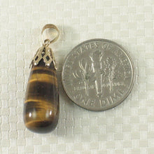 Load image into Gallery viewer, 14K Yellow Gold Tiger Eye Raindrop Pendant
