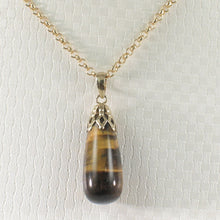 Load image into Gallery viewer, 14K Yellow Gold Tiger Eye Raindrop Pendant