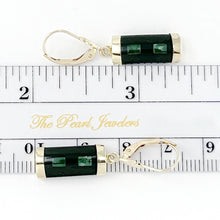 Load image into Gallery viewer, 14K Yellow Gold Leverback Jade & Black Onyx Dangle Earrings