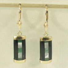 Load image into Gallery viewer, 14K Yellow Gold Leverback Onyx & Mother of Pearl Dangle Earrings