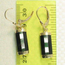 Load image into Gallery viewer, 14K Yellow Gold Leverback Onyx & Mother of Pearl Dangle Earrings