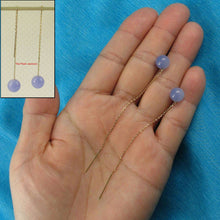 Load image into Gallery viewer, 14K Yellow Gold Threader Chain Lavender Jade Bead Dangle Earrings