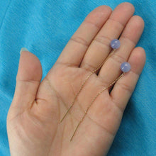 Load image into Gallery viewer, 14K Yellow Gold Threader Chain Lavender Jade Bead Dangle Earrings