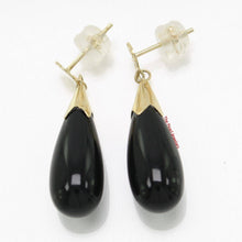 Load image into Gallery viewer, 14K Yellow Gold Raindrop Black Onyx Dangle Earrings