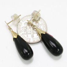 Load image into Gallery viewer, 14K Yellow Gold Raindrop Black Onyx Dangle Earrings