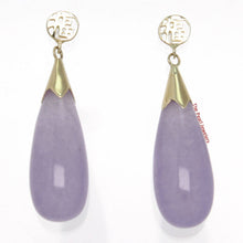 Load image into Gallery viewer, 14K Yellow Gold Raindrop Lavender Jade Dangle Earrings