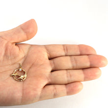 Load image into Gallery viewer, 14k Yellow Gold Double Dolphins Circle Cubic Zirconia Pendant