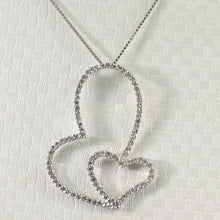 Load image into Gallery viewer, 14k Solid White Gold Heart in Heart Diamond Pendant Necklace