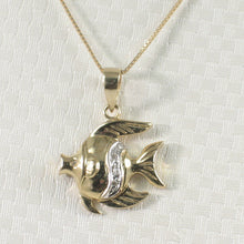 Load image into Gallery viewer, 14k Solid Yellow Gold Marine Fish Diamond Pendant Necklace