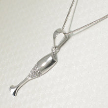 Load image into Gallery viewer, 14k Solid White Gold Champagne Cup Diamond Pendant Necklace