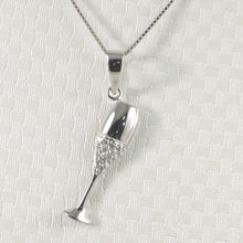 Load image into Gallery viewer, 14k Solid White Gold Champagne Cup Diamond Pendant Necklace