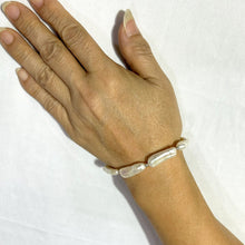 Load image into Gallery viewer, White Biwa Pearl & Silver Beads Bracelet with Sterling Silver Trigger Clasp