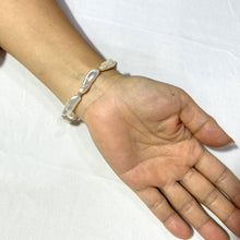 Load image into Gallery viewer, White Biwa Pearl & Silver Beads Bracelet with Sterling Silver Trigger Clasp