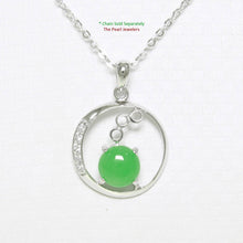 Load image into Gallery viewer, 8 mm Green Jade & Cubic Zirconia Sterling Silver Pendant