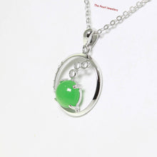 Load image into Gallery viewer, 8 mm Green Jade & Cubic Zirconia Sterling Silver Pendant