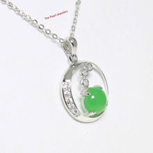 Load image into Gallery viewer, 8 mm Green Jade & Cubic Zirconia Sterling Silver Pendant