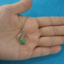 Load image into Gallery viewer, 8 mm Green Jade & Cubic Zirconia Sterling Silver Pendant