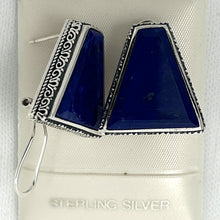 Load image into Gallery viewer, Solid Sterling Silver 925 Lapis Lazuli Omega Clip Earrings