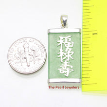Load image into Gallery viewer, 925 Sterling Silver Three Stars Green Jade Pendant
