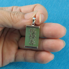 Load image into Gallery viewer, 925 Sterling Silver Three Stars Green Jade Pendant
