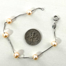 Load image into Gallery viewer, Peach Freshwater Pearl Bracelet β Sterling Silver Box Chain