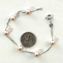 Load image into Gallery viewer, Pink Freshwater Pearl Bracelet β Sterling Silver Box Chain