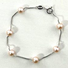Load image into Gallery viewer, Pink Freshwater Pearl Bracelet β Sterling Silver Box Chain