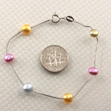 Load image into Gallery viewer, Multi-Color Baby Baroque Pearl Tin-Cup Bracelet/Anklet β Sterling Silver