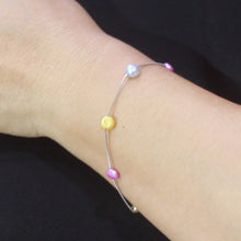 Load image into Gallery viewer, Multi-Color Baby Baroque Pearl Tin-Cup Bracelet/Anklet β Sterling Silver