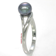 Load image into Gallery viewer, Solid Sterling Silver .925 5ā6 mm Black-Grey Freshwater Pearl Solitaire Ring