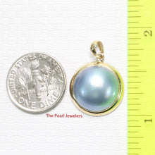 Load image into Gallery viewer, Blue Mabe Pearl Pendant ā 14k Yellow Gold Bezel Setting