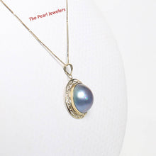 Load image into Gallery viewer, Blue Mabe Pearl Pendant ā 14k Yellow Gold Surround Setting