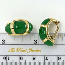 Load image into Gallery viewer, 14K Yellow Gold Omega Clip Cabochon Green Jade Earrings