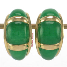 Load image into Gallery viewer, 14K Yellow Gold Omega Clip Cabochon Green Jade Earrings