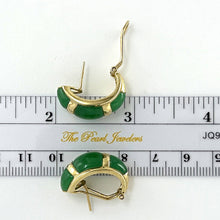 Load image into Gallery viewer, 14K Yellow Gold Omega Clip Cabochon Green Jade Earrings