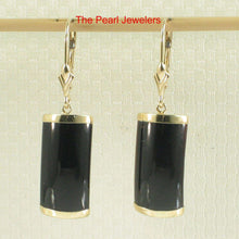 Load image into Gallery viewer, 14K Yellow Gold Leverback Curved Black Onyx Earrings