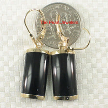 Load image into Gallery viewer, 14K Yellow Gold Leverback Curved Black Onyx Earrings