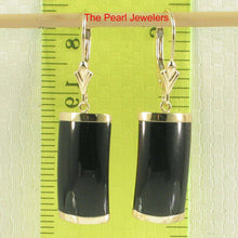 Load image into Gallery viewer, 14K Yellow Gold Leverback Curved Black Onyx Earrings