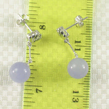 Load image into Gallery viewer, 14K White Gold Diamond & Lavender Jade Dangle Earrings