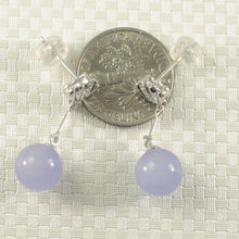 Load image into Gallery viewer, 14K White Gold Diamond & Lavender Jade Dangle Earrings