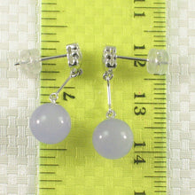 Load image into Gallery viewer, 14K White Gold Diamond & Lavender Jade Dangle Earrings