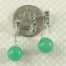 Load image into Gallery viewer, 14K White Gold Diamond Green Jade Dangle Earrings