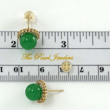 Load image into Gallery viewer, 14K Yellow Gold Diamond Green Jade Stud Earrings