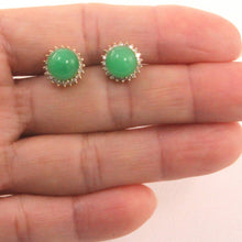 Load image into Gallery viewer, 14K Yellow Gold Diamond Green Jade Stud Earrings