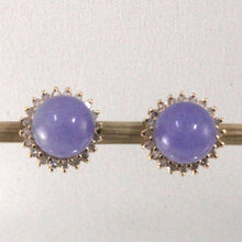 Load image into Gallery viewer, 14K Yellow Gold Diamond Lavender Jade Stud Earrings