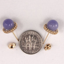 Load image into Gallery viewer, 14K Yellow Gold Diamond Lavender Jade Stud Earrings